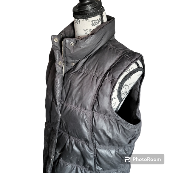 eddie bauer vintage womens medium black puffer goose down full zip vest flawed - Picture 5 of 10
